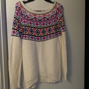 Printed Knit Crew Neck Sweater